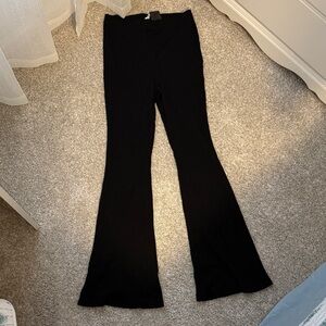Divided Black Ribbed Pants